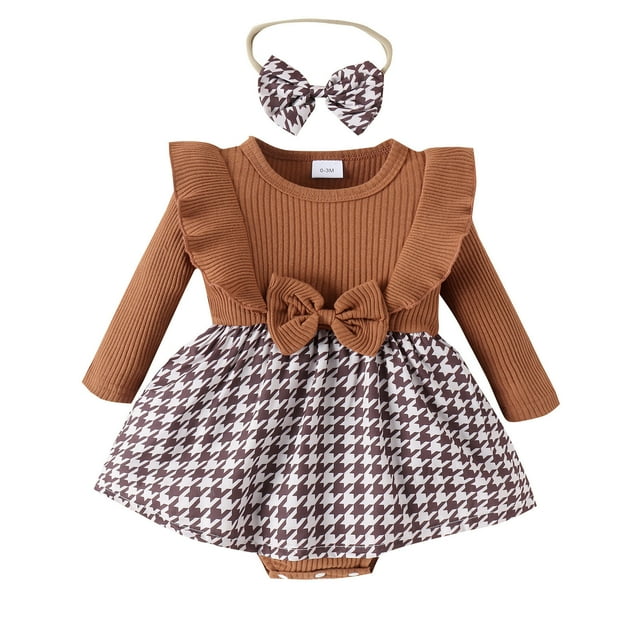 Gibobby Pañalero de algodón Bebé Bebé Niños Niñas Manga Larga Recién Nacido Monos Diademas Otoño Invierno Ropa(Caqui, 6-12 Meses)