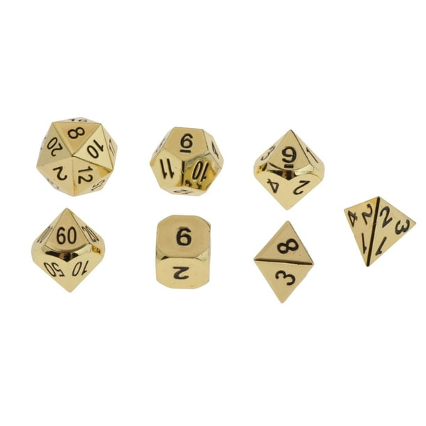 Paquete De 7 Dados De Aleación De Zinc D4-D20 Board Game Tabletop Toy Negro Hugo Lote de dados poliédricos