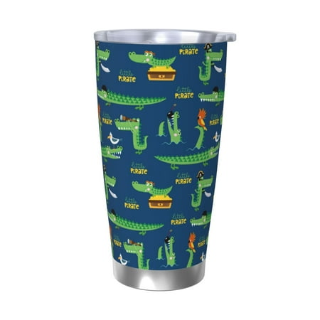 

Vsdgher Little Pirate Crocodile 20 Oz Stainless Steel Vacuum Insulated Travel Mug Coffee Cup for Home Office Outdoor Works Great for Ice Drinks and Hot Beverage -Without Straw