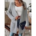 thumbnail image 6 of Open Front Women Casual Fall Sweater Long Sleeve with Pockets Sweater Cardigan Gray S, 6 of 9