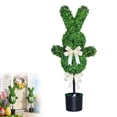 thumbnail image 2 of 27.5'' Artificial Bunny-Shaped Topiary Tree Pot UV-Resistant Bowknot,Faux Boxwood Topiaries Plant for Porch Decor Outdoor/Indoor, 2 of 7