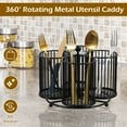 thumbnail image 4 of Metal Utensil Caddy 360 Degree Rotating Cutlery Holder 4 Compartment Flatware Storage Basket Portable Multipurpose Countertop Silverware Organizer for Kitchen Picnic Camping Outdoor, 4 of 10