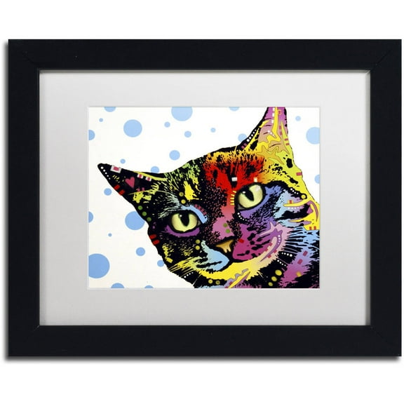 Trademark Fine Art "The Pop Cat" Canvas Art by Dean Russo, White Matte, Black Frame