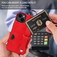thumbnail image 6 of ShellTech for Ring Holder iPhone 15 Case , Shockproof Leather Hand Strap Kickstand Card Slot Case TPU Back Cover for iPhone 15,Red, 6 of 9