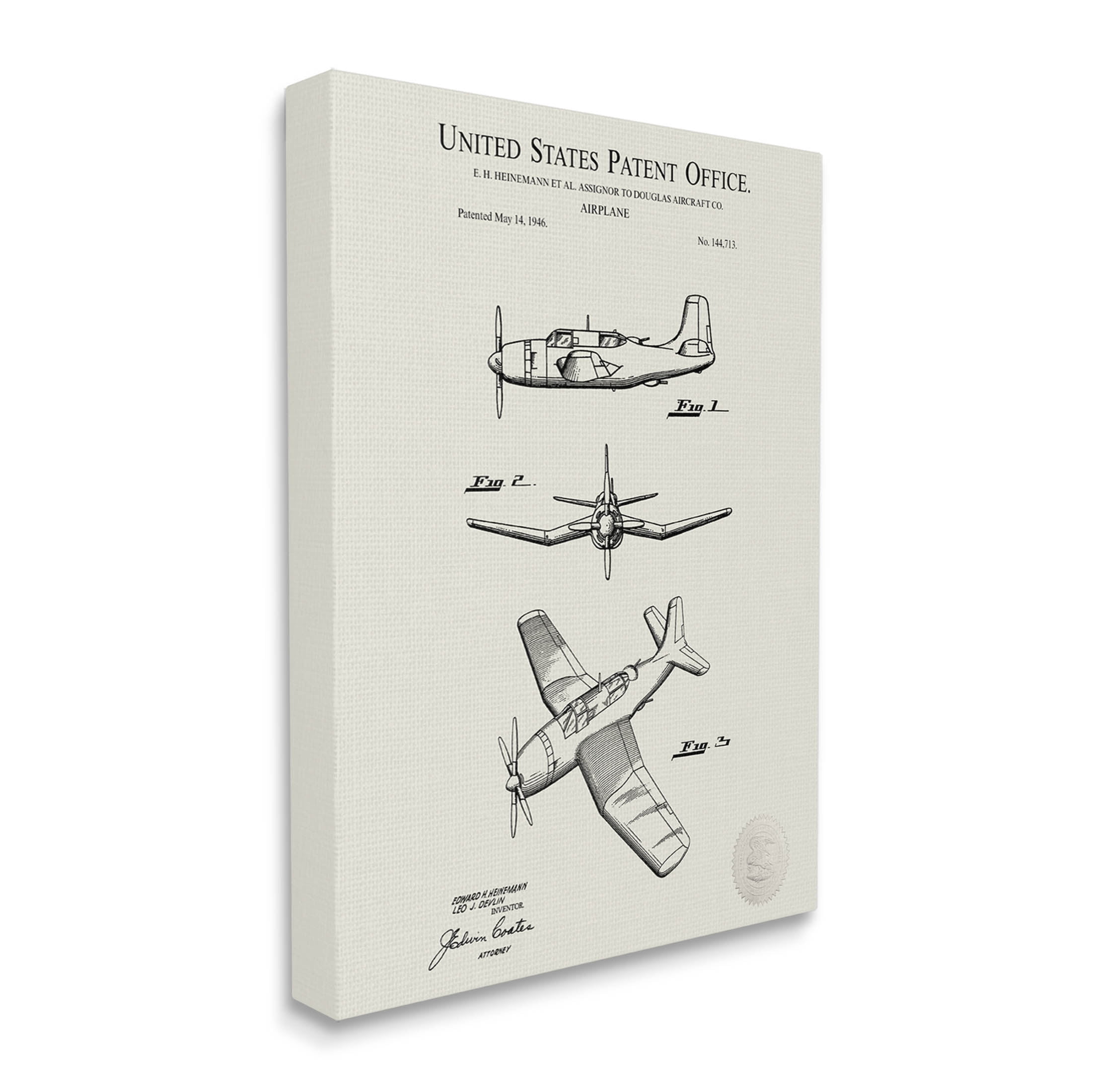 Stupell Industries Detailed Plane Aircraft Chart Graphic Art Gallery Wrapped Canvas Print Wall Art, Design by Karl Hronek