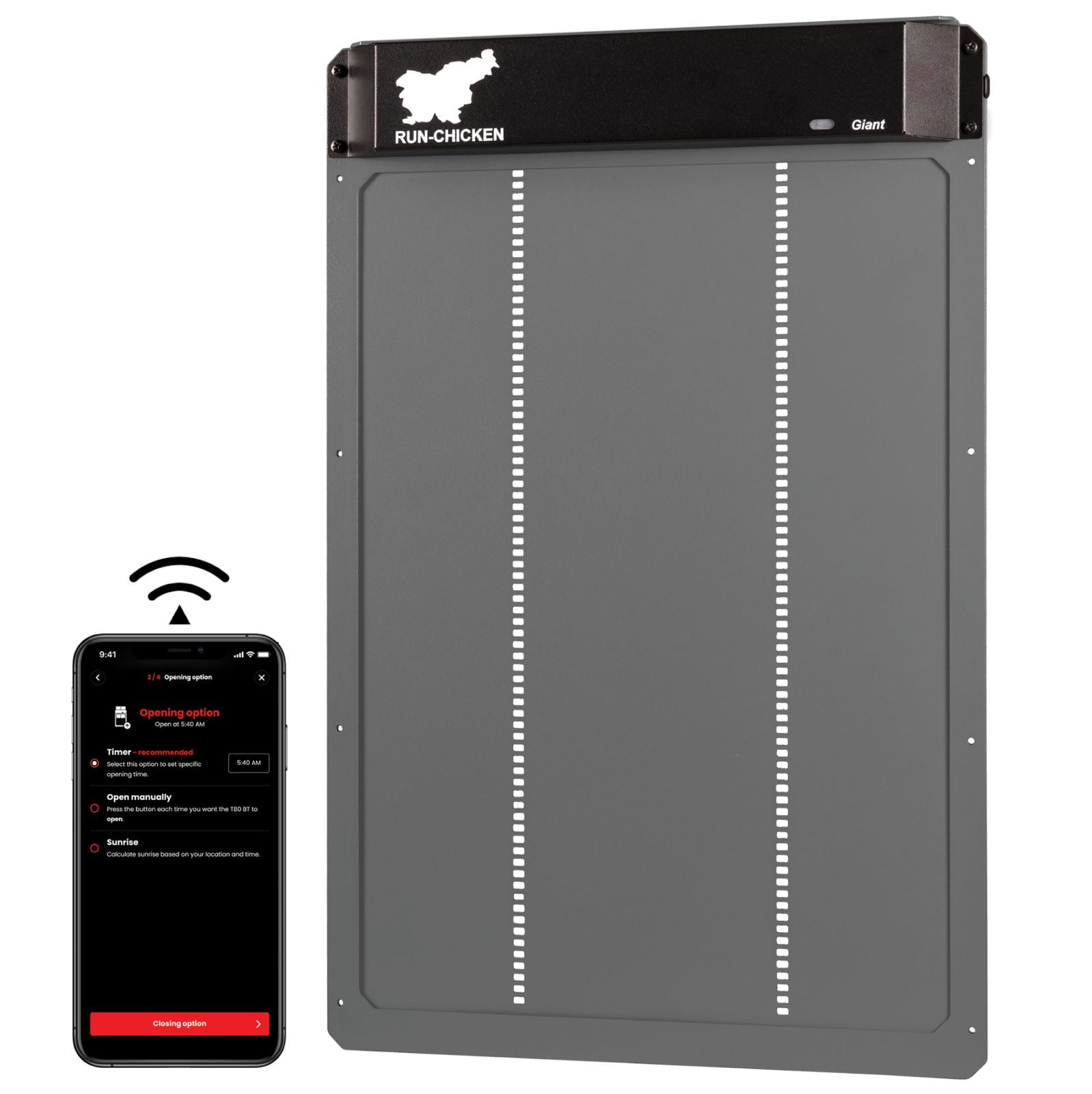 RUN-CHICKEN Door GIANT (Gray) - Automatic Turkey Coop Door Opener with Timer
