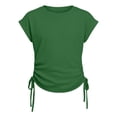 thumbnail image 2 of YunPes Girls Shirts Side Ruched Short Sleeve Crewneck 𝐅itted Tops Casual Summer Soft Tee Clothes 6‐15 Years Yoga Dance Streetwear, 2 of 4