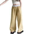 thumbnail image 2 of Girls Gingham Wide Leg Pants Elastic High Waist Gingham Pants Lightweight Loose Fit Summer Long Pants for Girls, 2 of 4