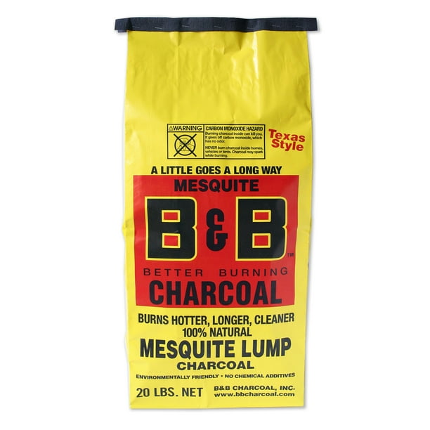 B&B Charcoal All Natural Mesquite Lump Charcoal, 20 lb bag
