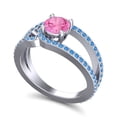 thumbnail image 2 of 2.50 Carat Beautiful Round Cut Pink Sapphire & Blue Topaz Gemstone Anniversary Ring for Women Solid 18K White Gold Size 3 by Diamond-Capitals, 2 of 8
