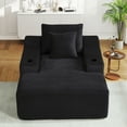 thumbnail image 6 of Muumblus Indoor Chaise Lounge Chair with Cup Holders, No Assembly Required, 67"D Oversized Deep Seat Cloud Couch, Corduroy Boneless Sleeper Sofa Bed for Livng Room, Black, 6 of 11