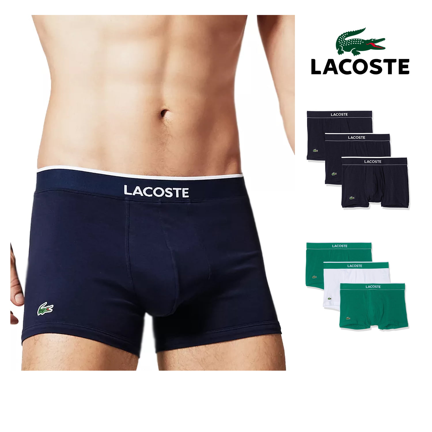 3 Pk Underwear Lacoste Mens Mens Underwear Cotton Stretch Boxer Briefs