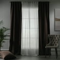 thumbnail image 5 of 3S Brother's 4 Panels Mix and Match Curtains 2 solid Decorative Linen Look curtains and 2 Sheer Linen look Curtains Hanging Back Tap & Rod Pocket Office, Luxury Home Deco Each 28"x63" Brown-Ecru, 5 of 6