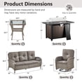 thumbnail image 4 of Opohoro 5 Pieces Outdoor Conversation Set with 43" Metal Fire Pit Table, Gray Rattan Sofa Set with Swivel Rocker Chairs and End Table, Gray for Patio Backyard, 4 of 16