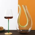 thumbnail image 5 of Creative Colorful Ribbon Art U-shaped Wine Bottle, Household Wine Dispenser, European High-end Crystal Glass Decanter, 1500ml (green-1pcs), 5 of 7