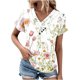 thumbnail image 2 of Fiudx Liquidación de Ofertas Flash Top de Primavera/Verano de Manga Corta Informal de Moda con Cuello En V para Mujer, 2 of 4