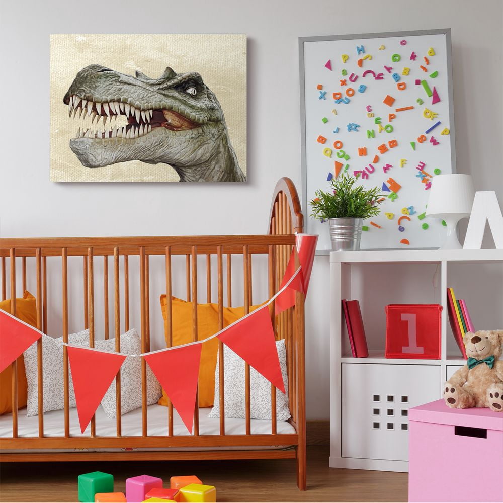 Stupell Industries T-Rex Dinosaur Portrait Teeth Fangs Reptile Teeth Canvas Wall Art Design by Ziwei Li, 30" x 40"