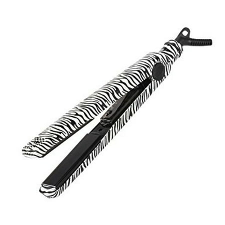 Mini Portable Travel Ceramic Tourmaline Plates Flat Iron Hair Straightener - Zebra Print