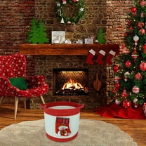 TOPRenddon Christmas Basket with Snowman Doll, Christmas Gifts Basket Empty, Christmas Woven Cotton Rope Basket with Handles, Christmas Decor Santa Claus Basket for Baby Toys, Red