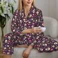 thumbnail image 6 of Gukieu Skull flower leaf colorful Print Women's Long Sleeve Pajama Set, Button Top Elastic Pocket Pajama Pants Two Piece Set Home Wear-XX-Large, 6 of 7