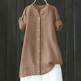 thumbnail image 5 of GEWSEY Button Down Shirts for Women Dress Shirts Long Sleeve -Free Blouse Casual Solid Office Work Tunic Top (Khaki, 4XL), 5 of 7