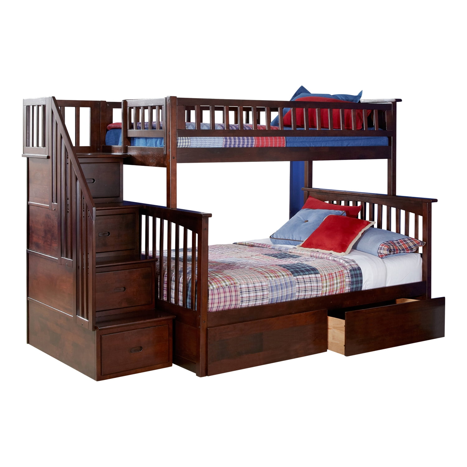 Naples Twin Over Full Bunk Bed With Steps By Homestyles Com Naples Twin Over Full Bunk Bed With, Naples Twin Over Full Bunk Bed With Steps And Lower Storage Drawers