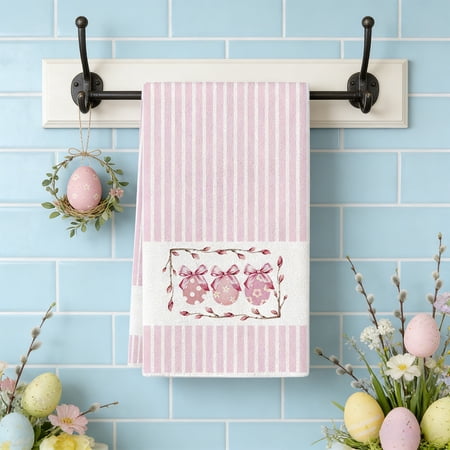 Hometravel Easter Dish Towel Rabbit Printed Kitchen Hand Towel Absorbent Quick Dry Cloth for Home Bathroom Sink