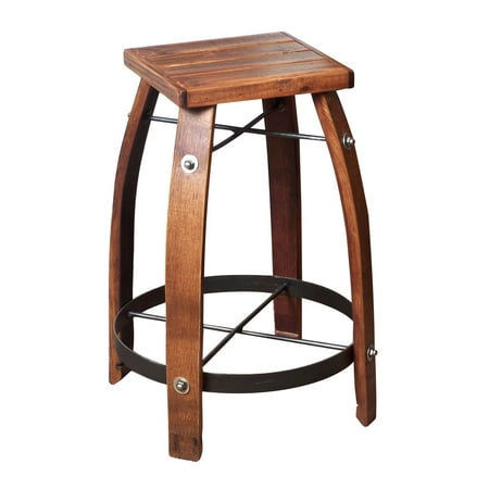 Day Designs Reclaimed 28-Inch Stave Wine Barrel Bar Stool with Wood 