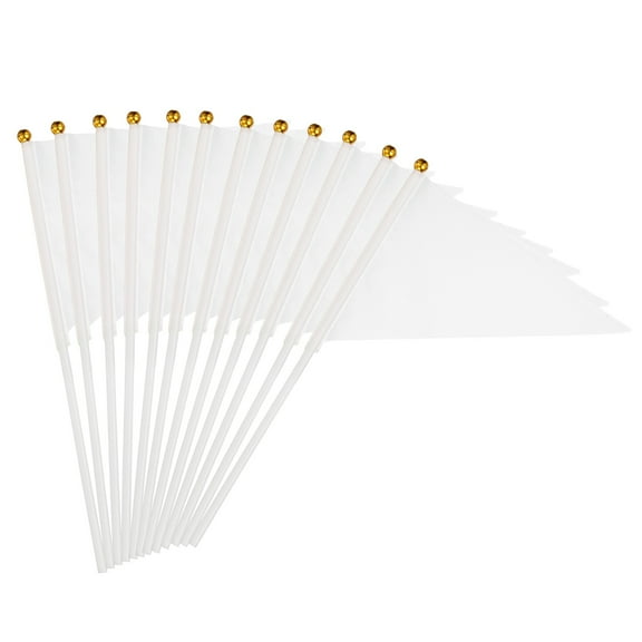 Uxcell 8x3 Inch Mini Pennant Flags, 25 Pcs Small Handheld Flag for DIY Celebration Sports,White