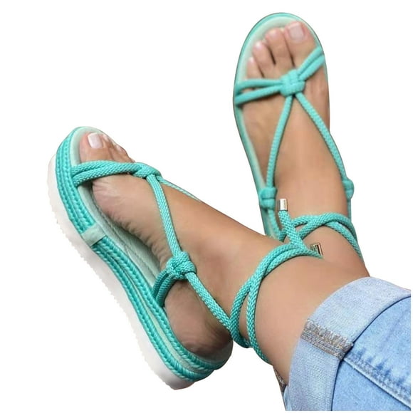 Gladiator Sandals for Womens Summer Casual Strappy Sandals Dressy Cute Square-Toe Comfortable Platform Flat Shoes
