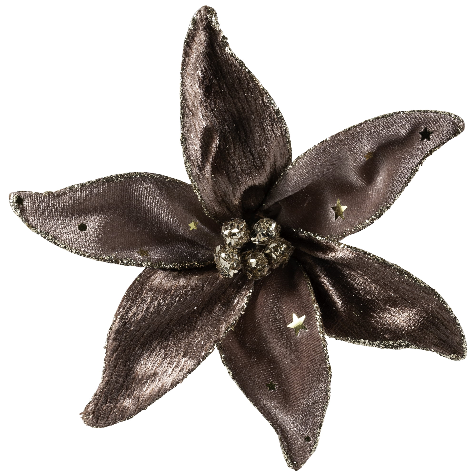 Northlight Glittered Flower Christmas Clip-on Ornament - 6" - Plum Purple
