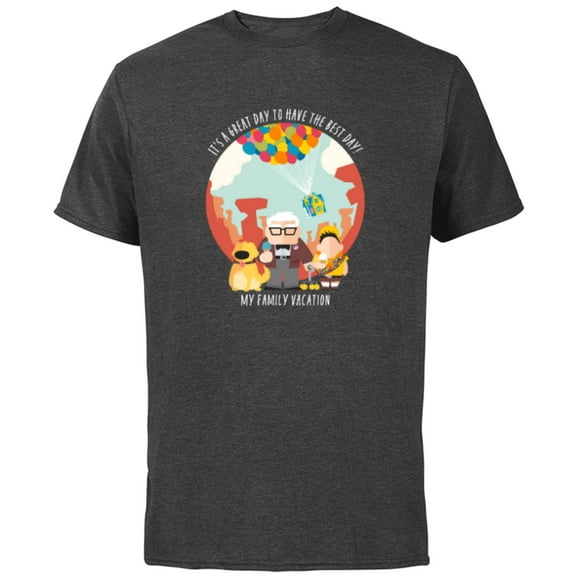 Disney and Pixar’s Up Best Day Trip My Family Vacation - Short Sleeve Cotton T-Shirt for Adults - Customized-Charcoal