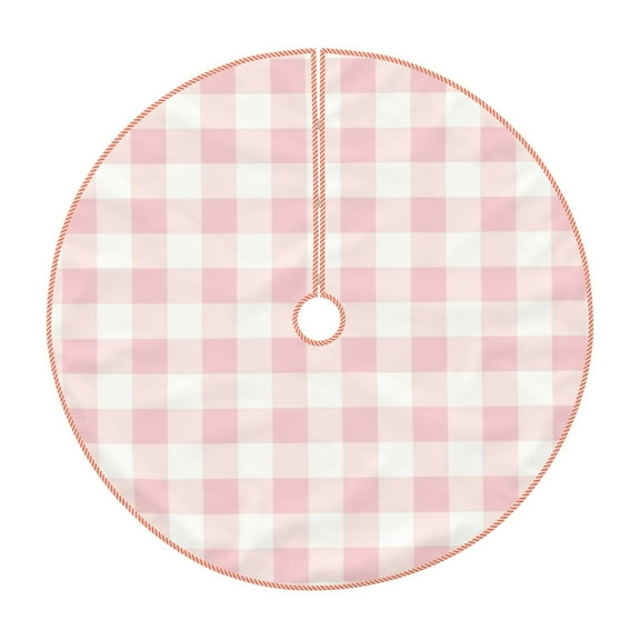Fuzoiu Pink Checkboard Print Christmas Tree Skirt,Xmas Christmas Decorations,Xmas Tree Mat for Farmhouse Holiday New Years Home Party Decor Tree Rugs-30"