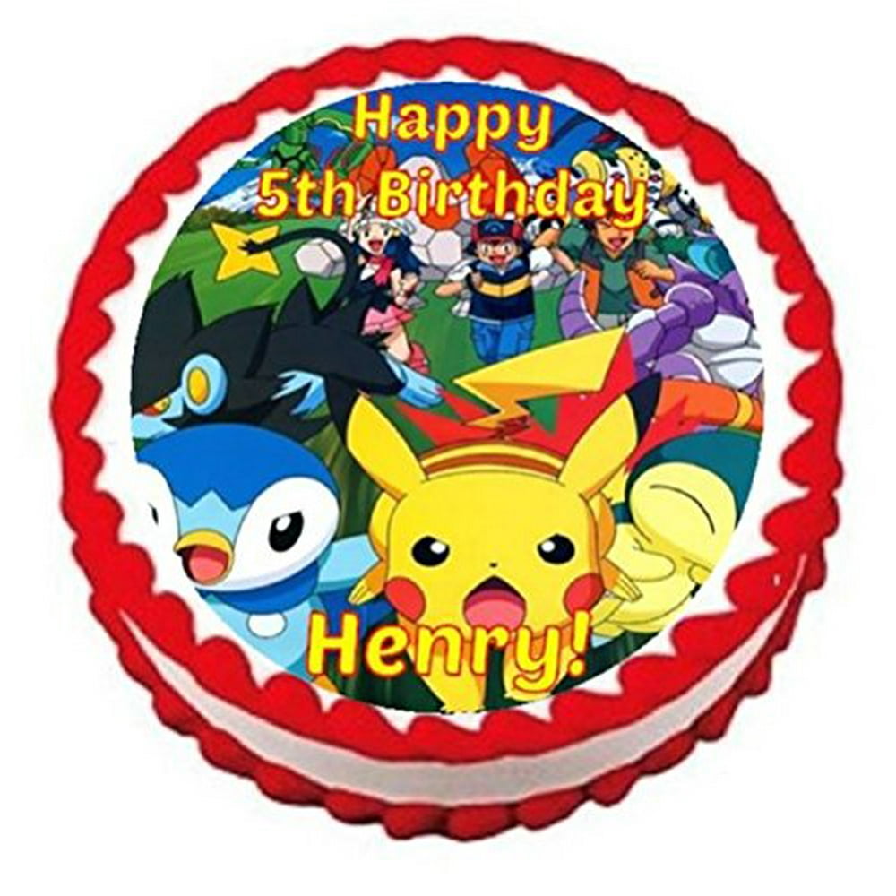 Pokemon Edible Cake Toppers Pokemon #3 Personalized Edible Cake Topper Image -- 7.5" Round