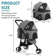 thumbnail image 3 of NiamVelo Folding Dog Stroller 3 Wheels Pet Stroller with Detachable Carrier Storage Basket for Small Medium Dogs & Cats, 3 in 1 Lightweight Puppy Stroller, Gray, 3 of 8