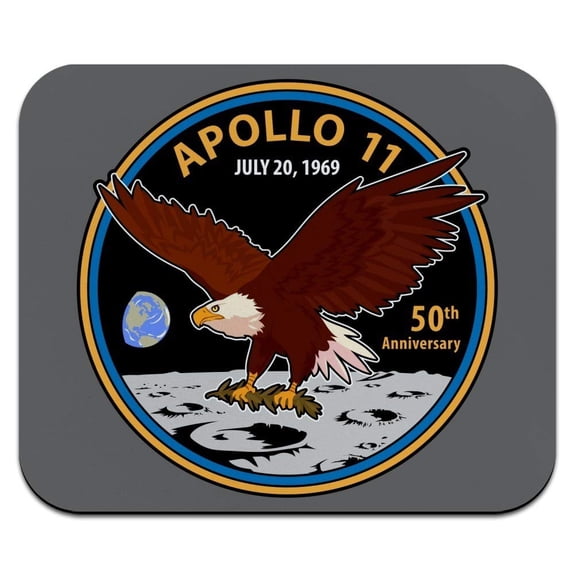 NASA Apollo 11 50th Anniversary Patch with Eagle on The Moon Low Profile Thin Mouse Pad Mousepad