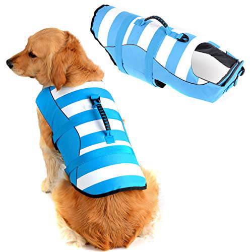 High Visibility Dog Life Jacket Safety Vests for Swimming Superior Buoyancy & Rescue Handle M , Lively Orange Chest Girth: 19.7-25.6 
