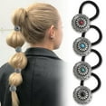 thumbnail image 1 of Hifanmm 4 Lazos De Metal Para El Pelo Para Mujeres Y Niñas, Accesorios Retro Plateados Para Cabello Grueso, Flores Brillantes, Lazos Para El Pelo, Elásticos, Sin Daños, Coleteros, Peinados, Puños Para, 1 of 1
