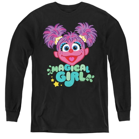 Sesame Street Scribble Head Youth Long Sleeve Tee Black