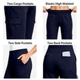 thumbnail image 4 of Inleife Women Solid Cargo Yoga Pants High Waist Flared Workout Trousers Multi Pockets Casual Daily Loungewear, 4 of 6