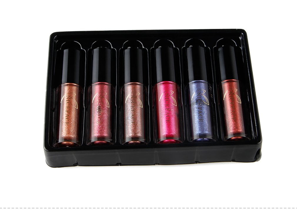 6Pack Metallic Lip Gloss Set NonStick Cup NonColoring Lip Gloss