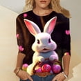 thumbnail image 1 of WILLBEST T-Shirts pour Femmes Mode Décontractée Printemps/été Confortable Thème Étrange de Pâques Imprimé Manches 3/4 Col Rond T-Shirt Haut 3, 1 of 4