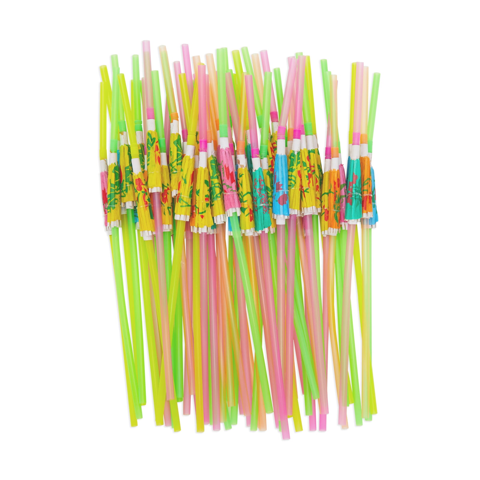 Includes 100 Pieces Palm Tree Picks Mixed Color 200 Pieces Cocktail Decoration Party Set 50 Pieces Cocktail Umbrellas Picks and 50 Pieces 3D Fruit Straws for Hawaiian Tropical Party Decoration
