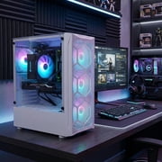 STGAubron Gaming Desktop PC, Intel Xeon E5 up to 3.3G, 32G RAM, 1T SSD, Radeon RX 590 8G, WiFi, BT 5.0, RGB Fan x 4, Win 11 Home