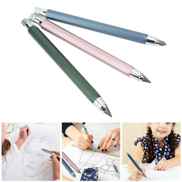3Pcs 5.6mm Mechanical Graphite Pencils Woodworking Pen with Pencil Sharpener for Sketching, Shading, Crafts, Art Drawing, Woodworking