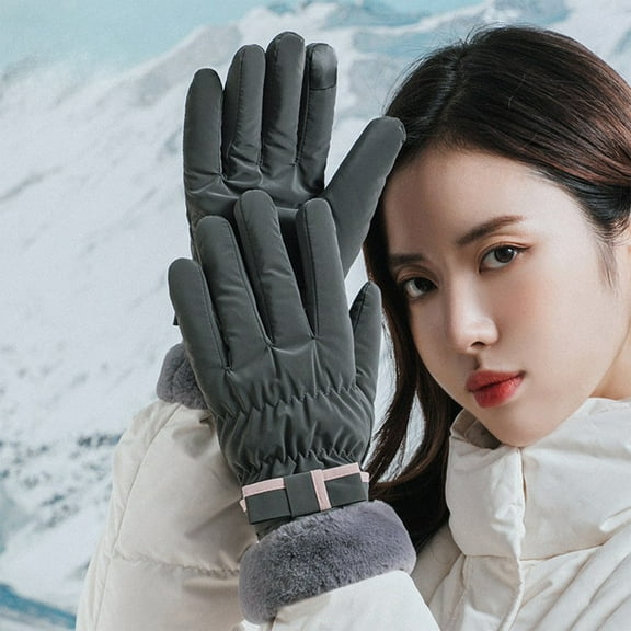cpengpj Women's Warm Touchscreen Gloves for Winter, Windproof Cold Proof Ski and Cycling Gloves with Fleece Lining, Polyester Outdoor Sports Gloves (Black/Pink/Khaki/Gray/Green)