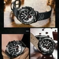 thumbnail image 3 of Findtime Men's Analog Business Quartz Chronograph Watch with Stylish Black Leather Strap Big Face for Sports Watch, 3 of 7