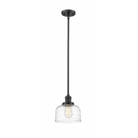 201S-OB-G713-Innovations Lighting-Bell - 1 Light Stem Hung Mini Pendant In Industrial Style-10 Inches Tall and 8 Inches Wide-Oil Rubbed Bronze