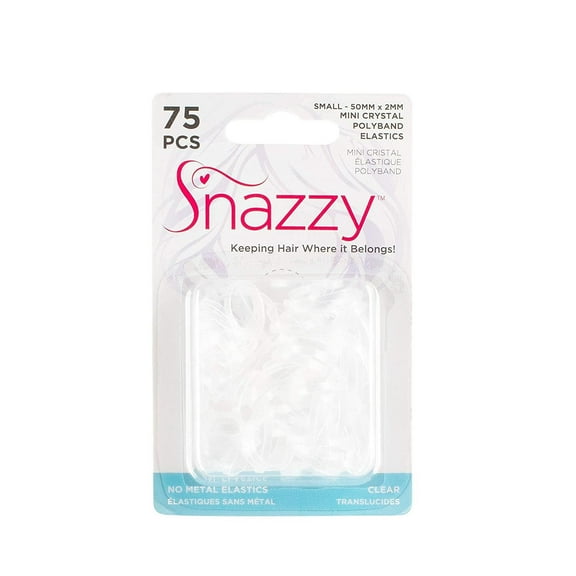 Snazzy Crystal Clear Ouchless Mini Polyband Rubber No Metal Elastics Bands For Hair Chips Piping Bag Ties and All DIY Projects 50mm in Length and 2mm in Width 75 count