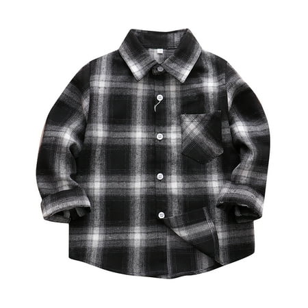 

ASEIDFNSA Boy Long Sleeve Tee Little Boy Clothes 8 Kids Toddler Flannel Shirt Jacket Plaid Long Sleeve Lapel Button Shacket Baby Boys Girls Pockets Shirt Top Coat Outwear